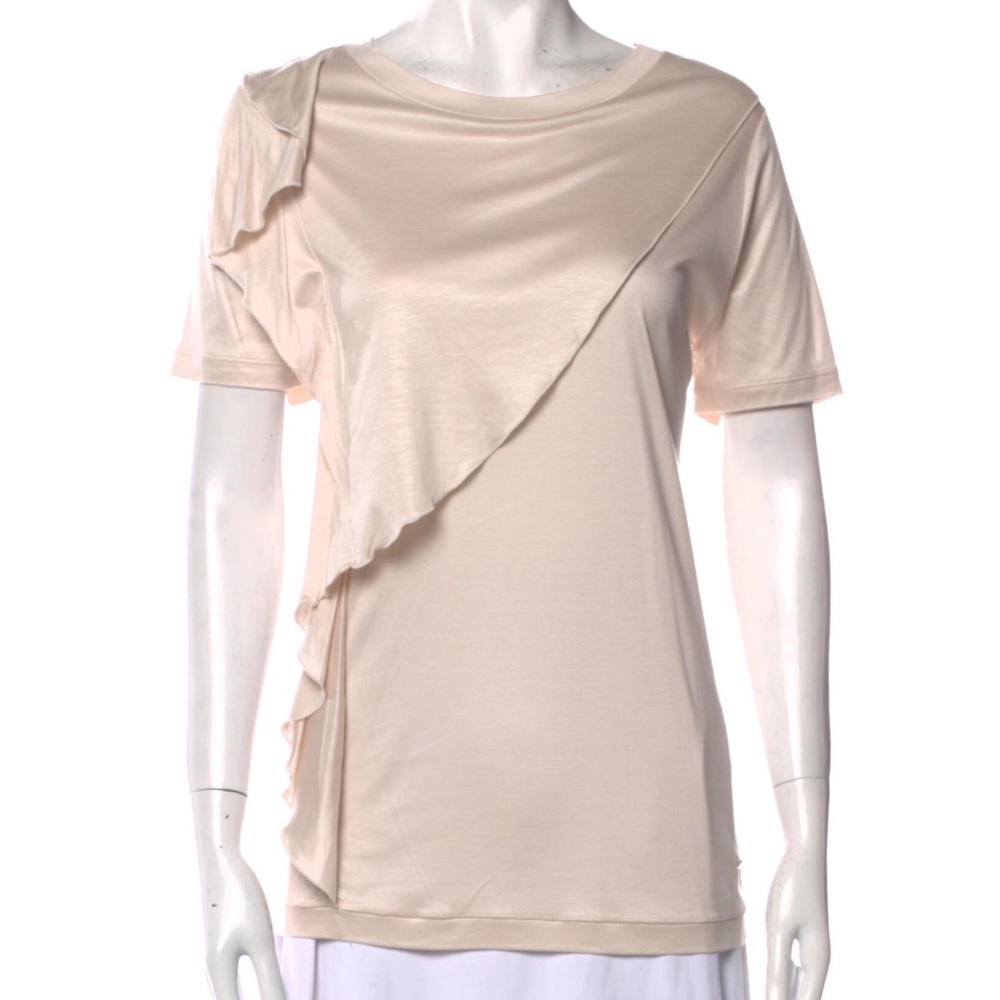 Salvatore Ferragamo Cowl Designer Abstract Neck Short Sleeve Top Blouse Size XL